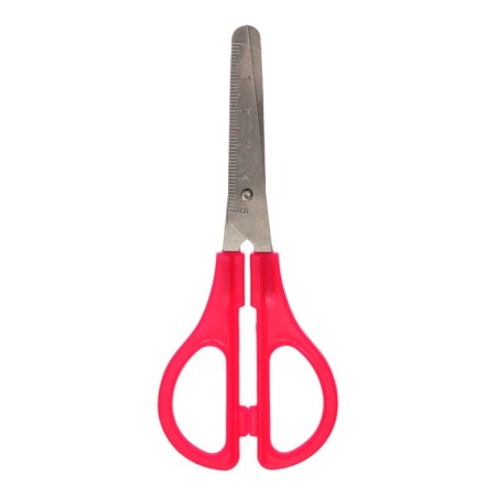 Chancellery scissors 13 cm, plastic handles, rounded ends with a ruler, MIX case-6