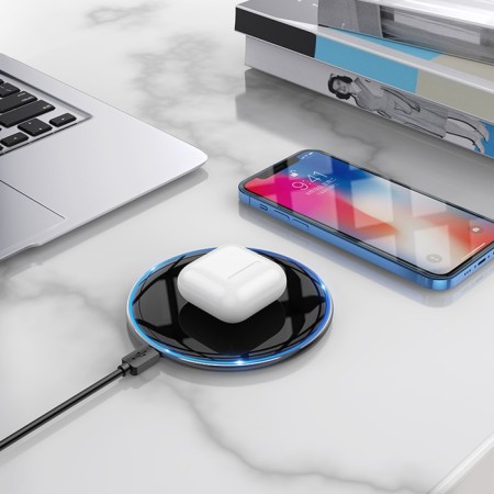 Wireless charger Hoco CW6 Pro, PD/QC 15 W 2 A, black-5