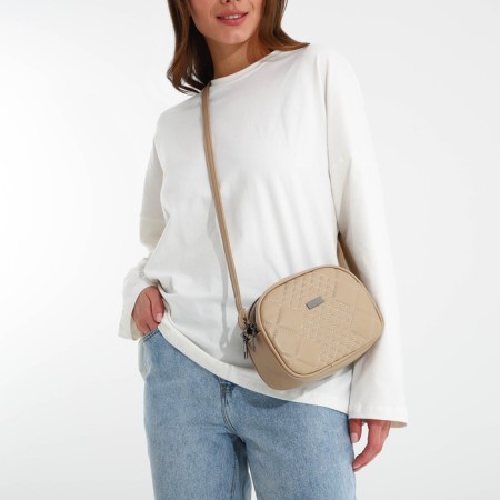 Bag Women's Cross-Bodi with a zipper, beige color-6