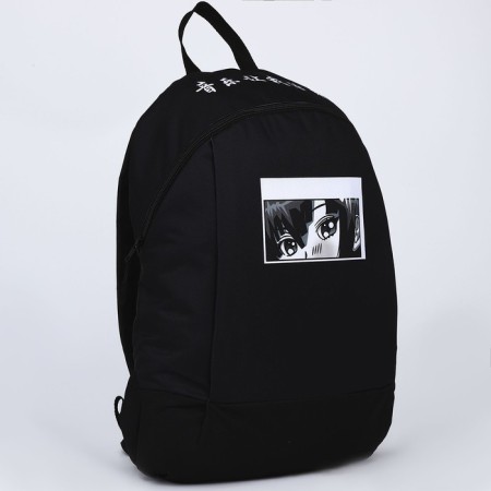 School textile “anime”, 46x30x10 cm, vertical pocket, black color-2