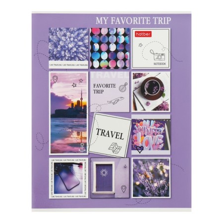 Notebook 80 sheets, ruler, "Travel", covered Cardboard, OFSET block 65g/m2, mix-5