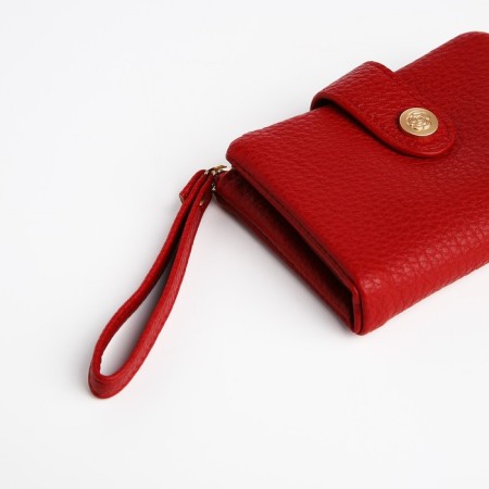 Women's wallet on the button, red color-3