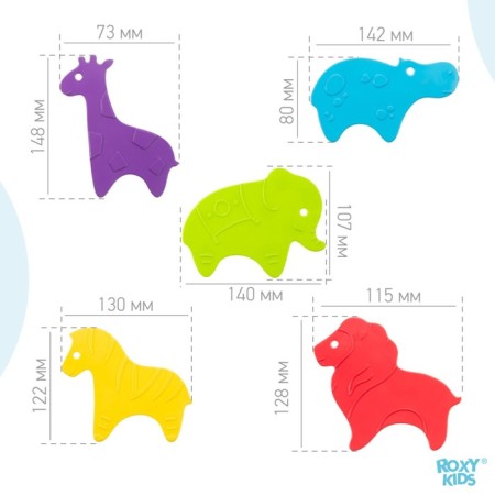 Anti-slip mini-rods Roxy-Kids for a bath. ANIMALS series. Colors in the assortment. 5 pieces.-6