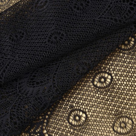 Lace elastic fabric, 190 mm × 2.7 ± 0.5 m, black color-1