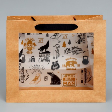 Packaging, a gift crap package with a plastic window, "Man", 24 x 20 x 11cm-1