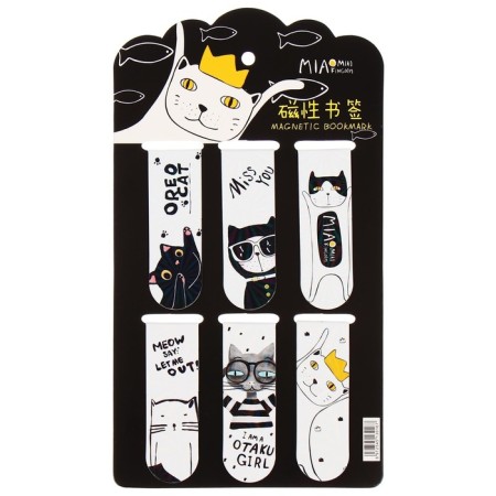 A set of magnetic bookmark for books Calligrata 6 pieces, "cats", mix-4