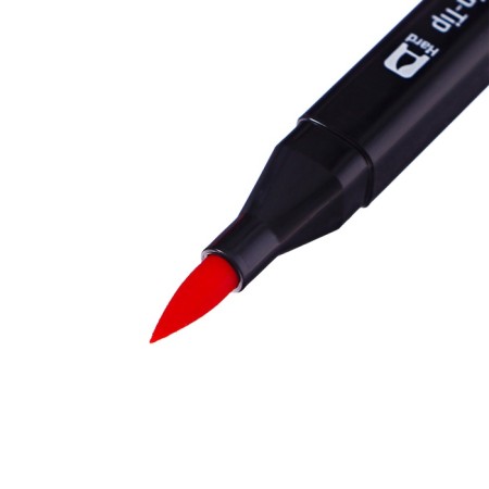 Set of markers 12 colors, bilateral, black case in a plastic pencil case-4