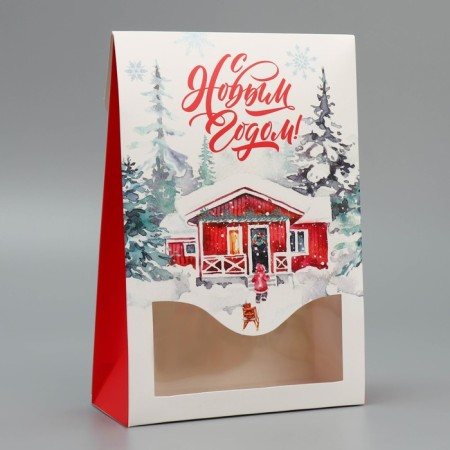 Folding box "House in the Winter Forest", 15 x 7 x 22 cm, New Year-2