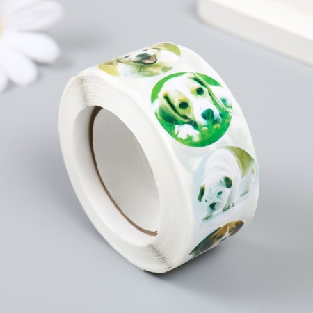 Stick Paper "Dog" d = 2.5 cm 500 pcs in a roll 3x6.5x6.5 cm-1