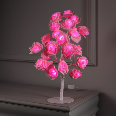 LED bush "Pink roses" 45 cm, 24 LED, constant glow, 220 V, glow warm white