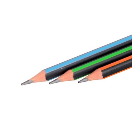Pencil Chernographic hardness of HB with an eraser, the body is triangular, sharpened, mix-3