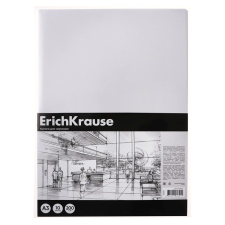 A3 drawing paper, 10 sheets, block 200 g/m², Erichkrause "Art", without a frame, in a plastic folder-3