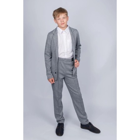 Pants for a boy, height 128 cm, print blue Christmas tree-12