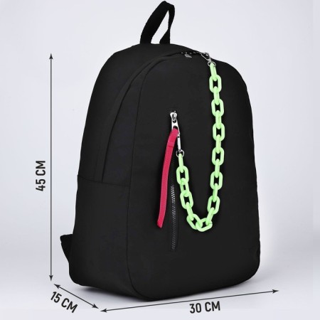 School textile school with pocket, black color, 45x30x15 cm-1