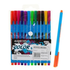 Set of ballpoint pens 12 colors, triangular body, blister