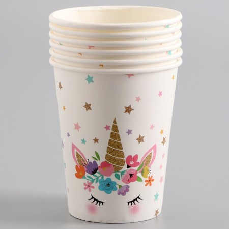 Paper glasses "unicorn", with stars, 6 pcs.-1