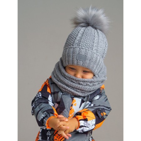 Knitted set for a boy: hat and snood, size 48