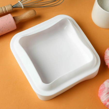 Form for mousse desserts and baking konfinetta "quadro", silicone, 18.5 × 5 cm, white color-2
