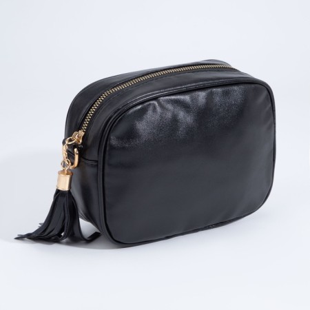 Bag Cross-Bodi with a zipper, external pocket, black color-1