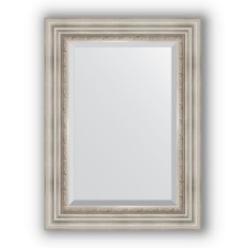 Mirror with fatset in the baguette frame - Roman silver 88 mm, 56 x 76 cm, Evoform