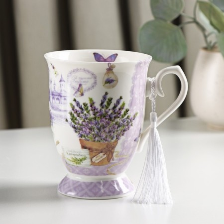 Ceramic mug in gift packaging "Bouquet of lavender", 320 ml, lilac color-1
