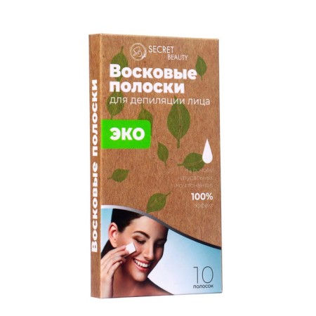 Secret Beauty wax strips for facial depilation, eco, 10 pcs