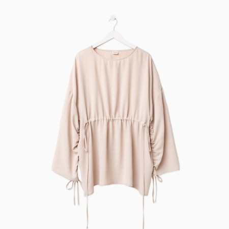 Women's costume (tunic, trousers) minku: casual collection beige color, size 52-6