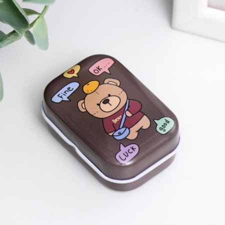 Rectangular metal casket "Bear" mix 2.5x4x5.5 cm-3
