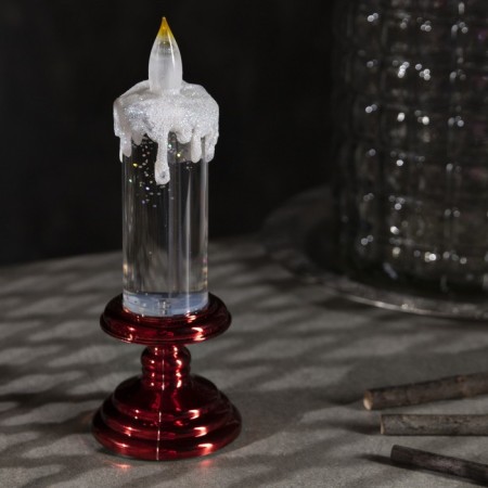 LED figure “red candle” 7 × 20 × 7 cm, plastic, sparkles, batteries AAAX2 (not in the kit), glow warm white-1