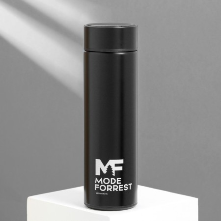 Thermos with a temperature indicator Mode Forrest, 500 ml black, retains heat 8-10 hours