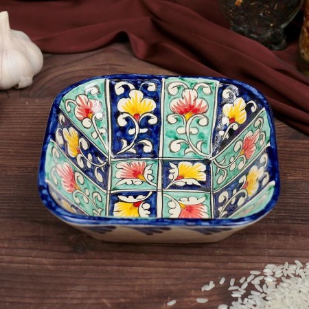 Salennik Rishtan ceramics "Flowers", 14 cm, mix