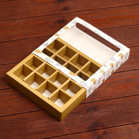 New Year. Box of 16 sweets, 17.7x17.7x3.8 cm, confectionery packaging-3