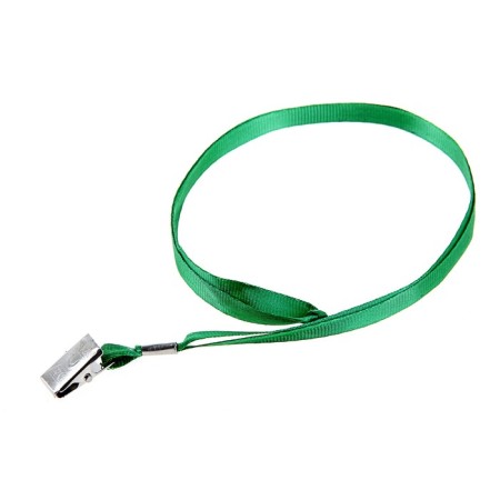 Badge tape Shirin-10 mm, length-80 cm with metal clothespin, green