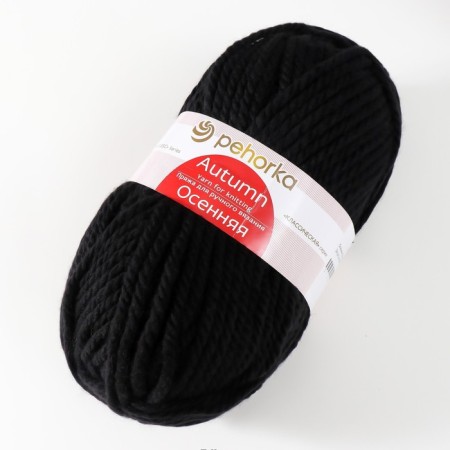 Autumn yarn 25% wool, 75% pan 150m/200g (02-black)-1