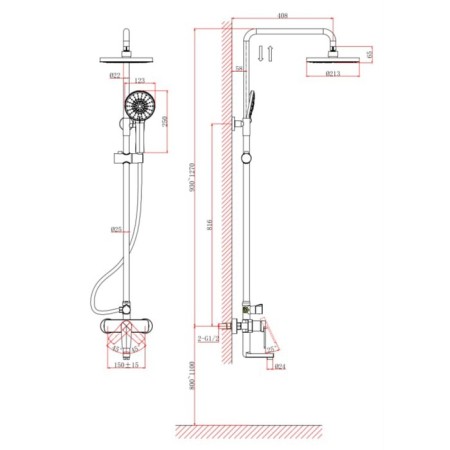 The shower system D&K Bayern fürth DA1523705B18, tropical shower, shower set, black-1