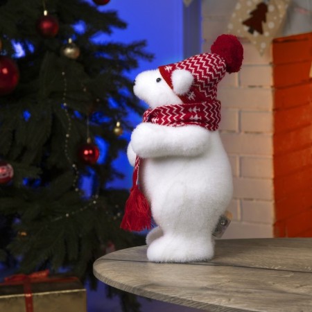 LED figure "Bear in a hat" 18 × 30 × 17 cm, phlock, AAX2 batteries (not in the kit), glow warm white-2
