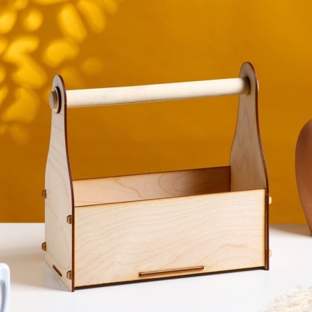 Wooden Kashpo 24.5 × 13.5 × 9.5 (25) cm stella click, with a handle, natural