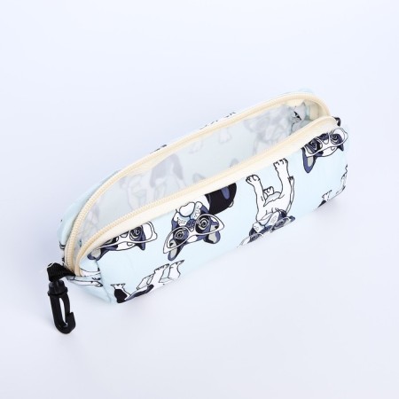 School backpack from textiles on a zipper, 3 pockets, pencil case, blue color-9