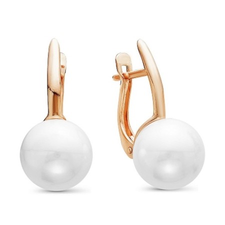 Earrings "Hollywood pearls" pink gilding, white color