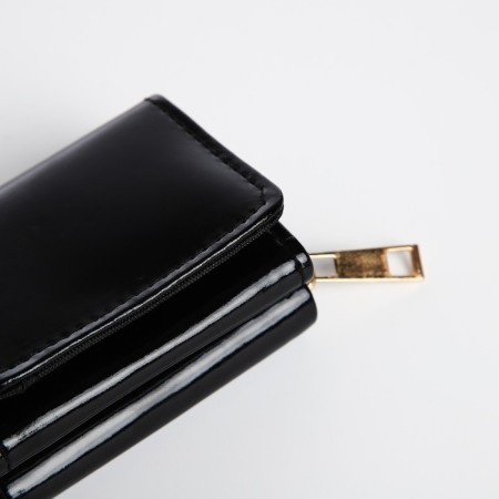 Women's wallet on the button, black color-3