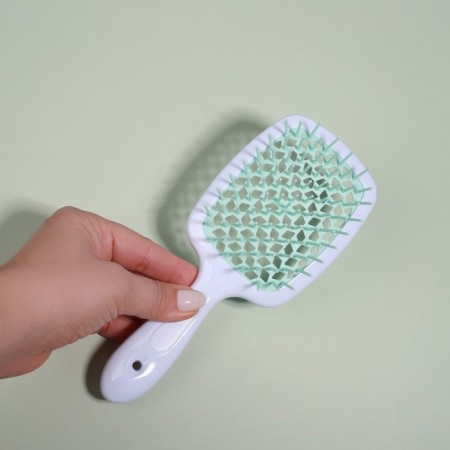 The comb massage, wide, ventilated, 8.5 × 20.5 cm, PVC box, white/turquoise color-8