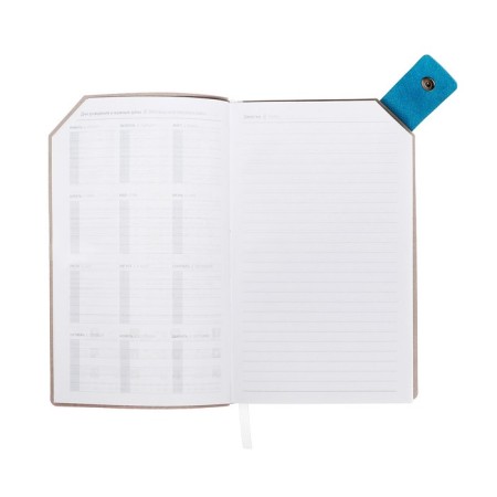 Leduced Diary, 120x200 mm 128 sheets, leatherette, gray block 70 g/m2, lies, refuge with a colored button, sea wave-5