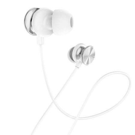 Hoco M96 headphones, wired, vacuum, microphone, 1.2 m, silver-2