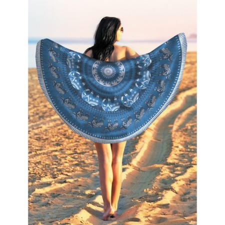Pareo and beach rug "Blue Mandala", d = 150 cm