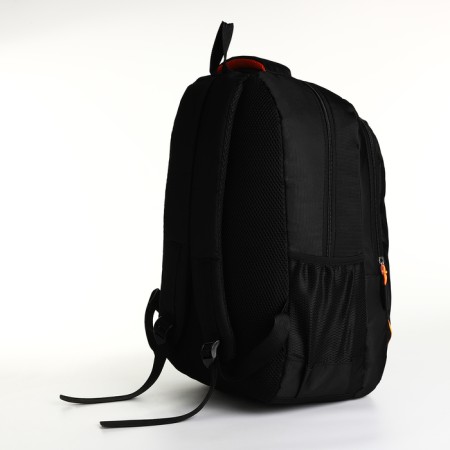 Youth backpack on a zipper, 4 pockets, black color/orange-3