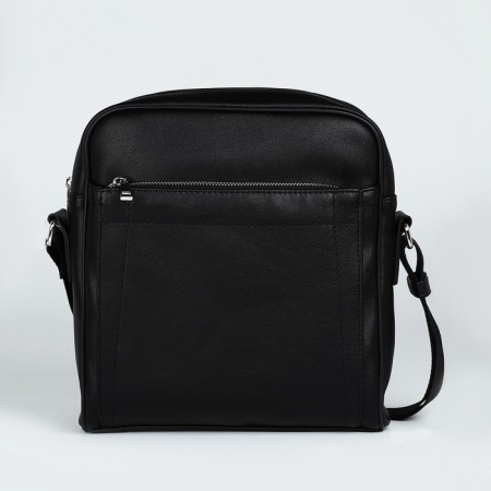 Male bag over the shoulder, Textura, artificial leather, black color