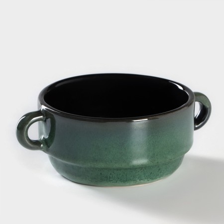 Porcelain broth Verde Notte, 300 ml, d = 11.5 cm, green color-1