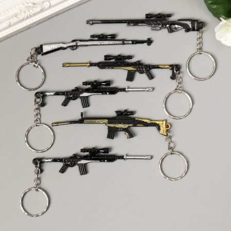 Metal keychain "Rifle with sight" mix 1x9.3 cm-2