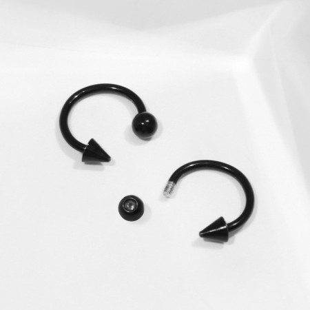 Circular in an eyebrow (piercing) “ball and spike”, d = 10 mm, pair, black color-2