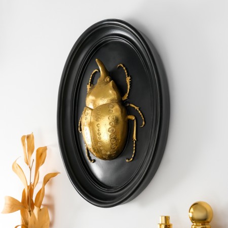 Panel interior polystone "Beetle rhino" black with gold 21x5x27 cm-1